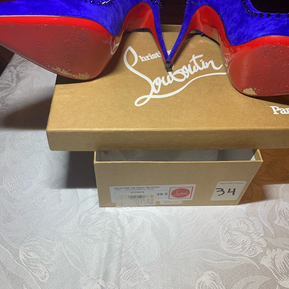 Christian Louboutin Vibrant Blue Heels with Red Soles